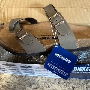 Birkenstock Gray Sandals with Adjustable Straps and Contoured Footbed